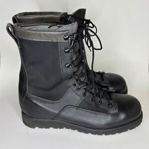 Wellco Boots Mens Size 11W  Black Leather Combat Military Lace Up Lined Workboot